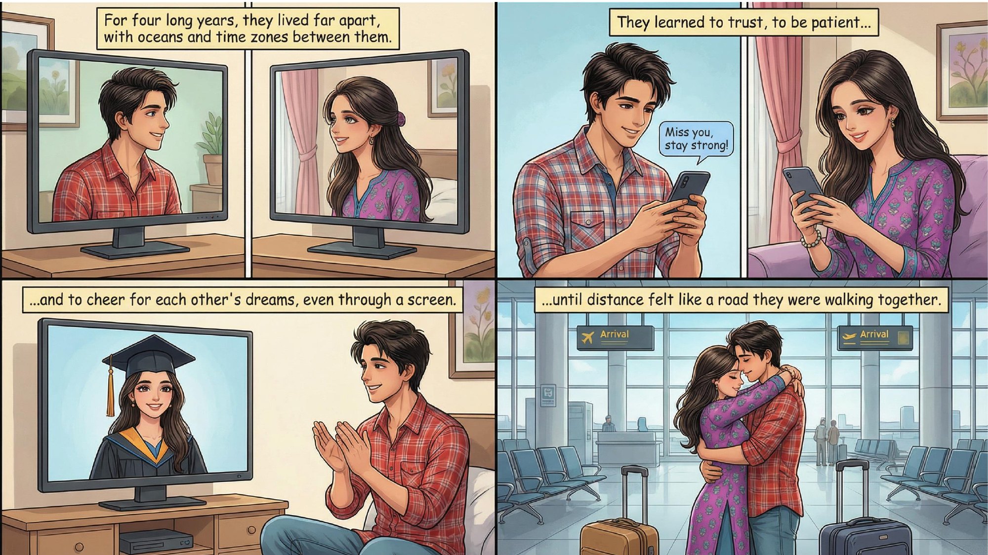 Comic page: the two slowly rebuilding what they had