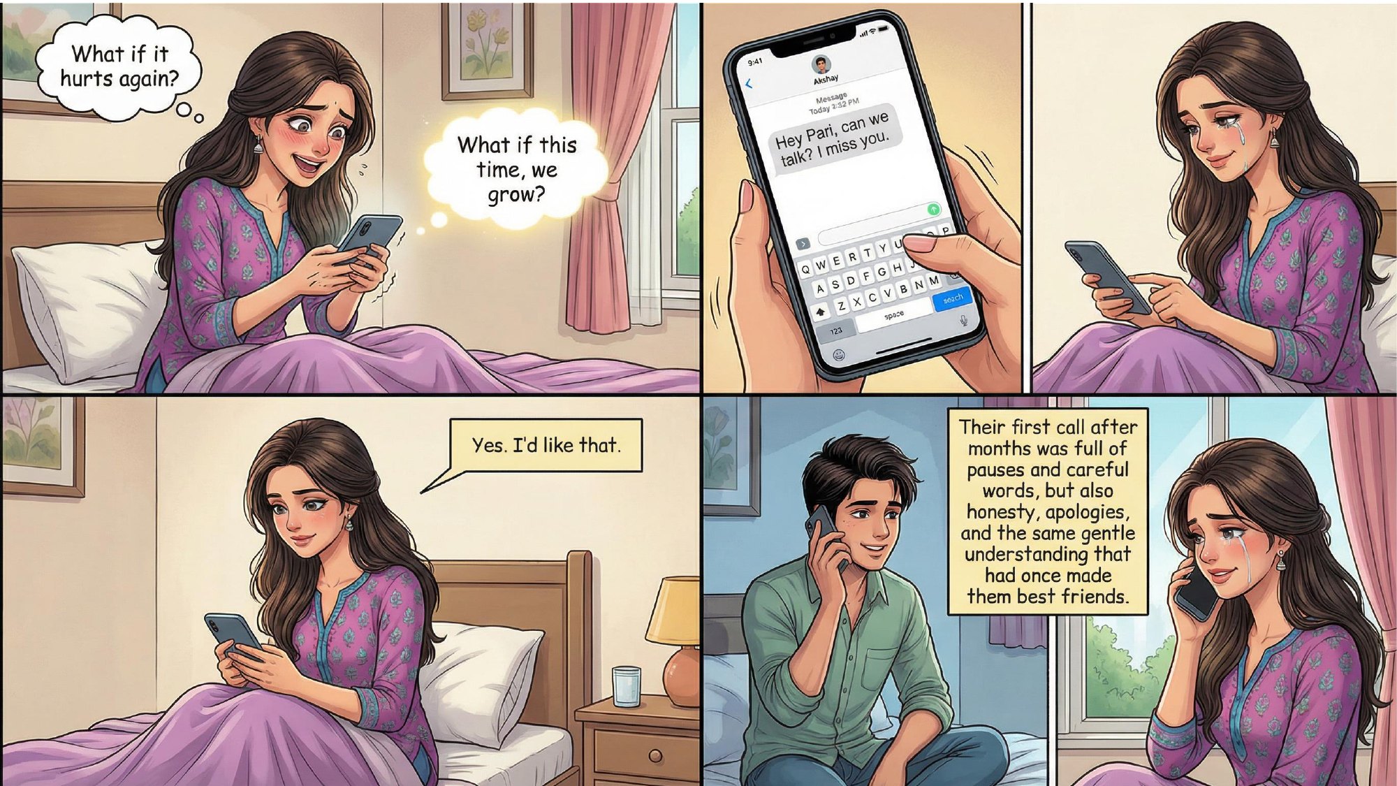 Comic page: Akshay realising what he lost and reaching out again